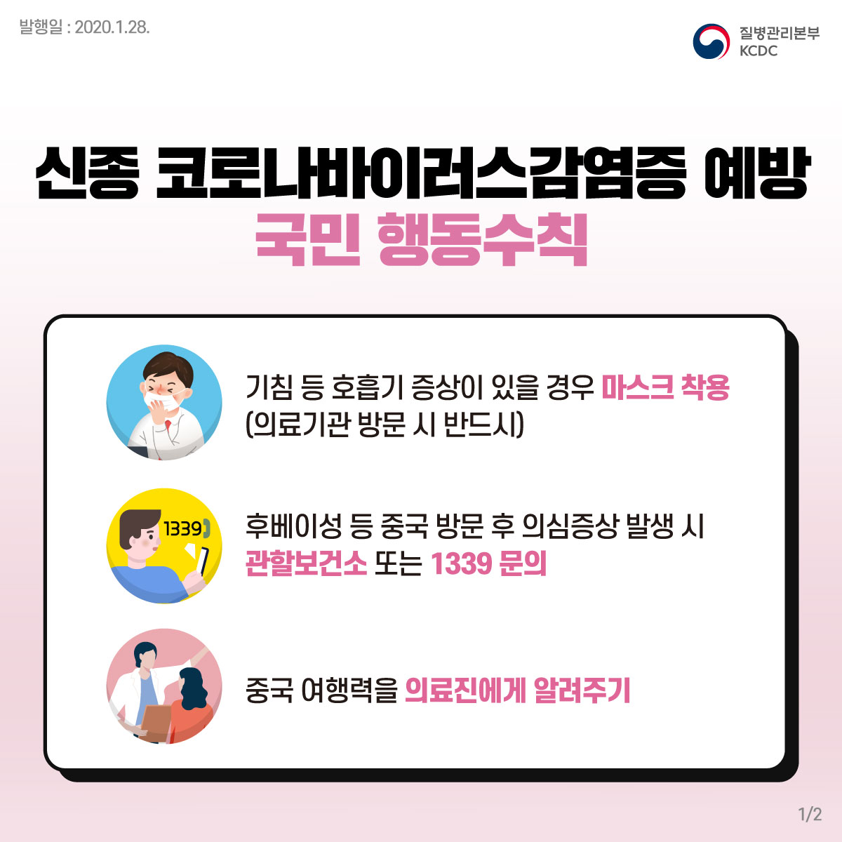 신종 코로나바이러스감염증 예방 국민 행동수칙