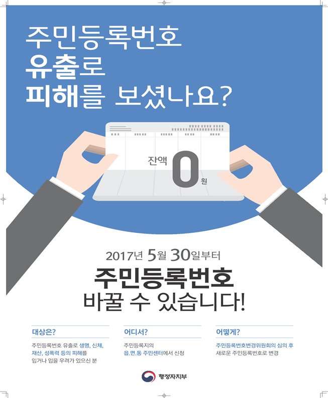 주민등록번호 변경제도 포스터