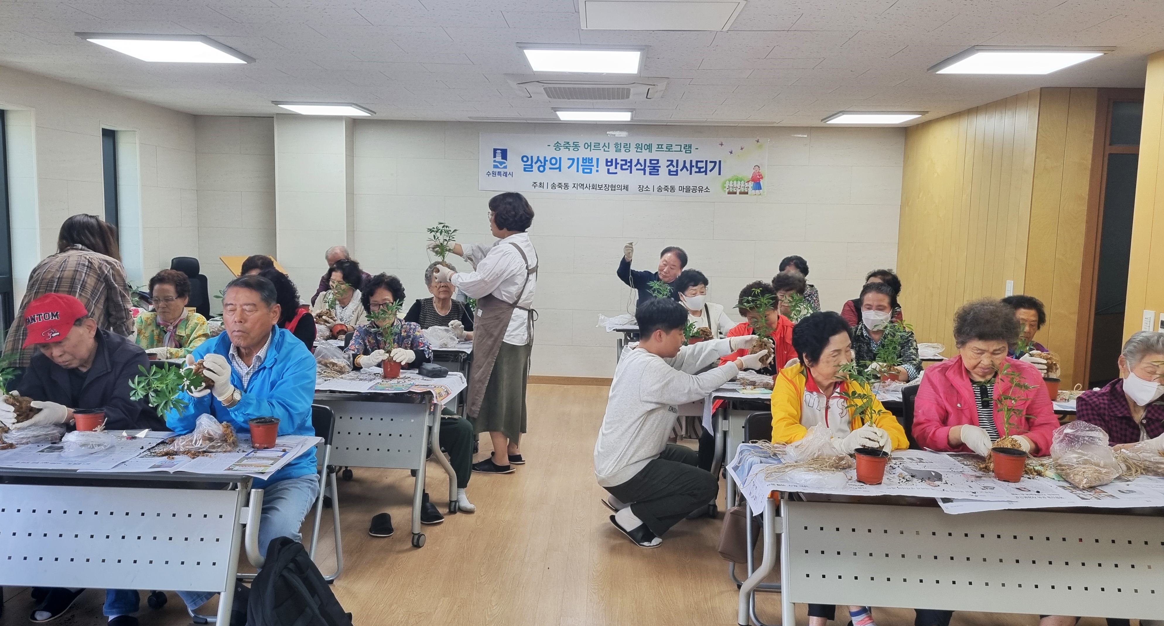 장안구 송죽동 지역사회보장협의체, 홀몸어르신 위한 “반려식물 집사되기” 프로그램 진행